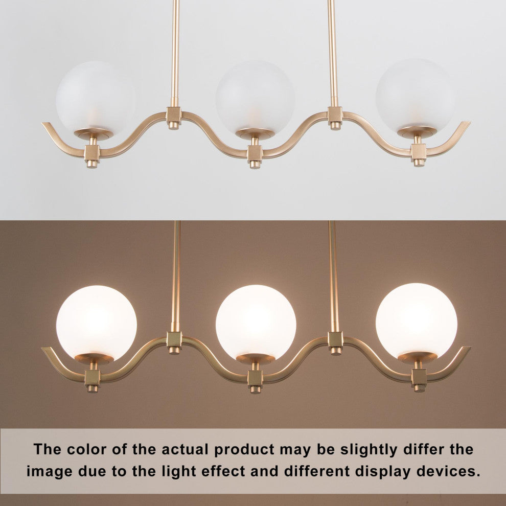 LALUZ 30-in Gold and Frosted Glass Modern Linear Kitchen Island Lighting