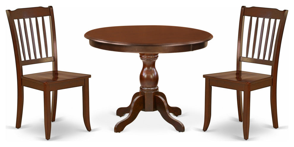 3 Pc Kitchen Set Mahogany Dining Table, 2 Mahogany Wooden Chairs