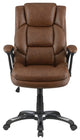 Adjustable Height Office Chair With Padded Arm, Brown And Black
