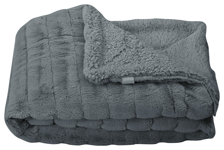 Super Mink Faux Fur Throw Blanket, Charcoal, 50"x60"