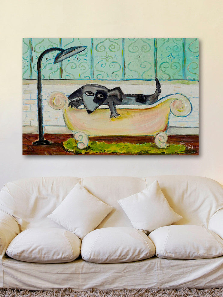 "Dog Bath" Painting Print on Canvas by Tori Campisi