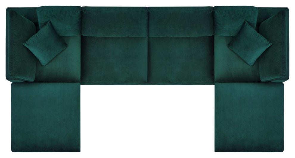 Sectional Sofa Set, Velvet, Green, Modern, Living Lounge Hotel Lobby Hospitality
