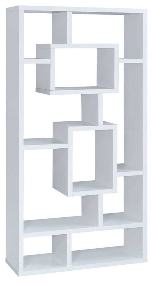 10-Shelf Rectangular Bookcase, White