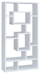 10-Shelf Rectangular Bookcase, White