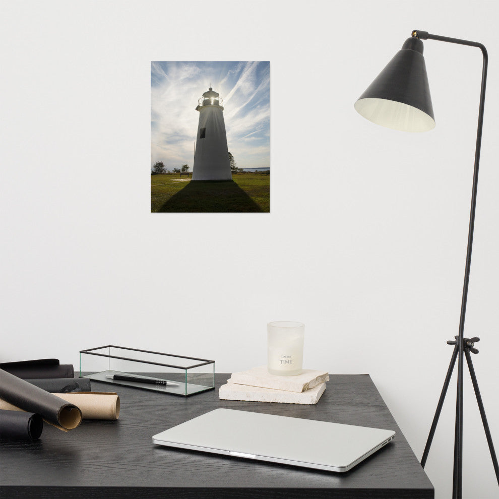 Turkey Point Lighthouse with Sun Flare Unframed Wall Art Prints, 11" X 14"