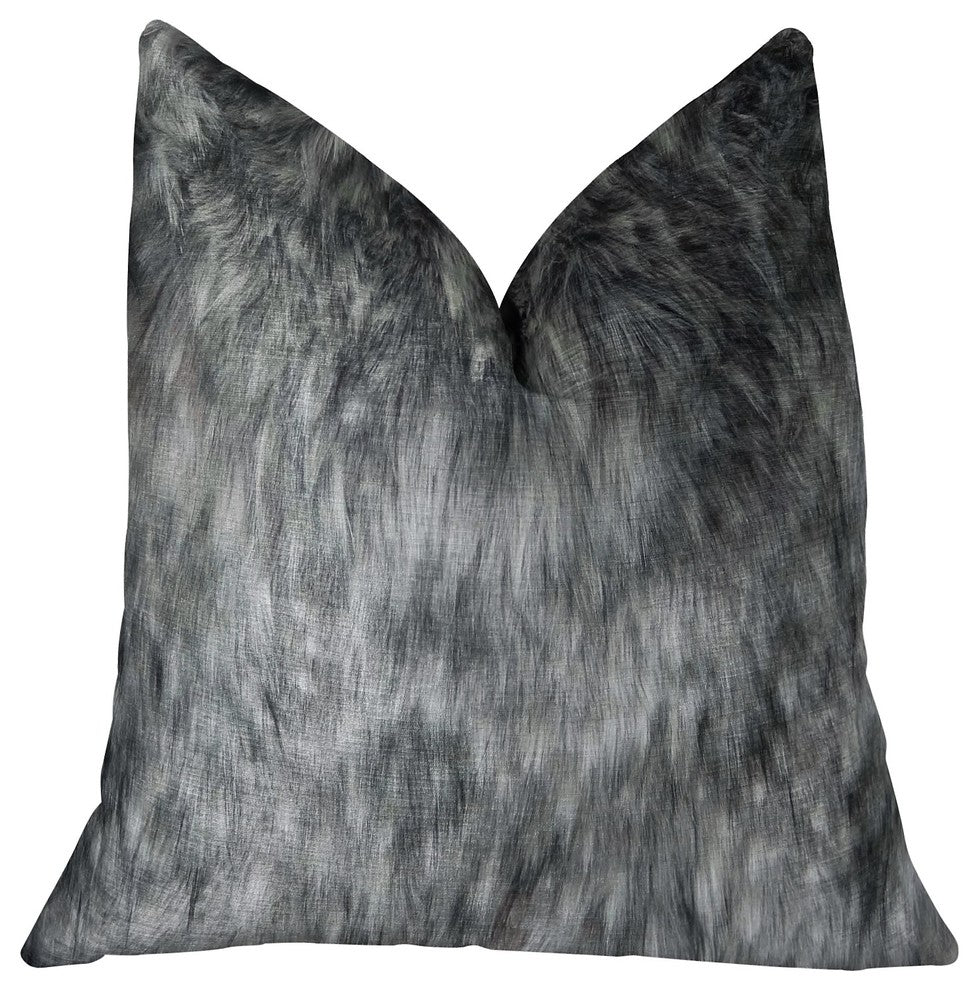 Wild Gray Wolf Gray White Handmade Luxury Pillow, 20"x36" King