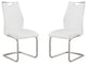 Bravo Side Chairs, White and Stainless Steel, Set of 2