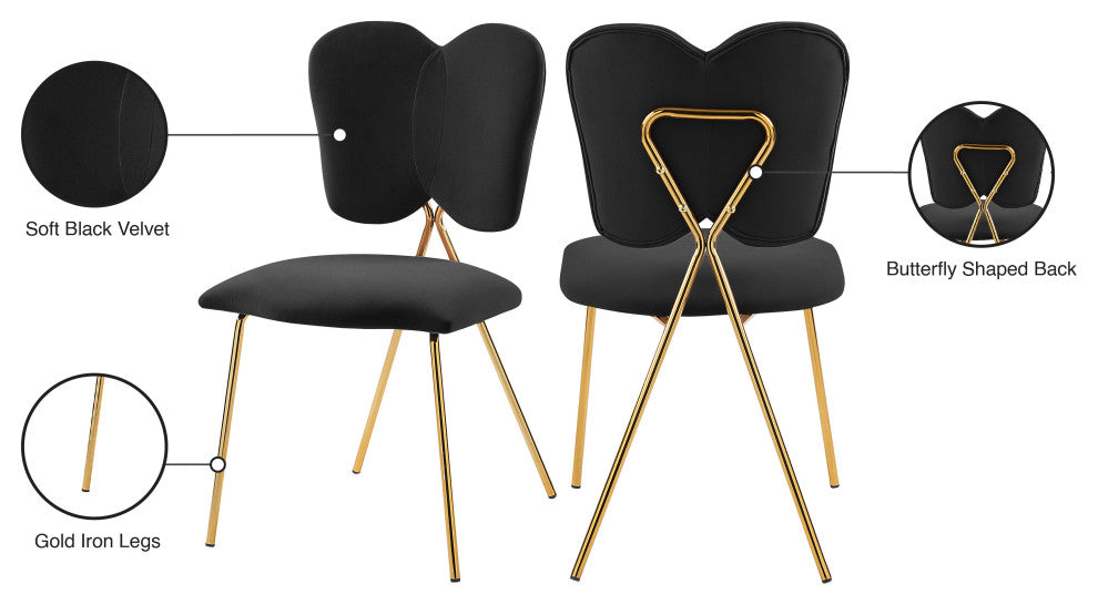 Angel Velvet Dining Chair (Set of 2), Black