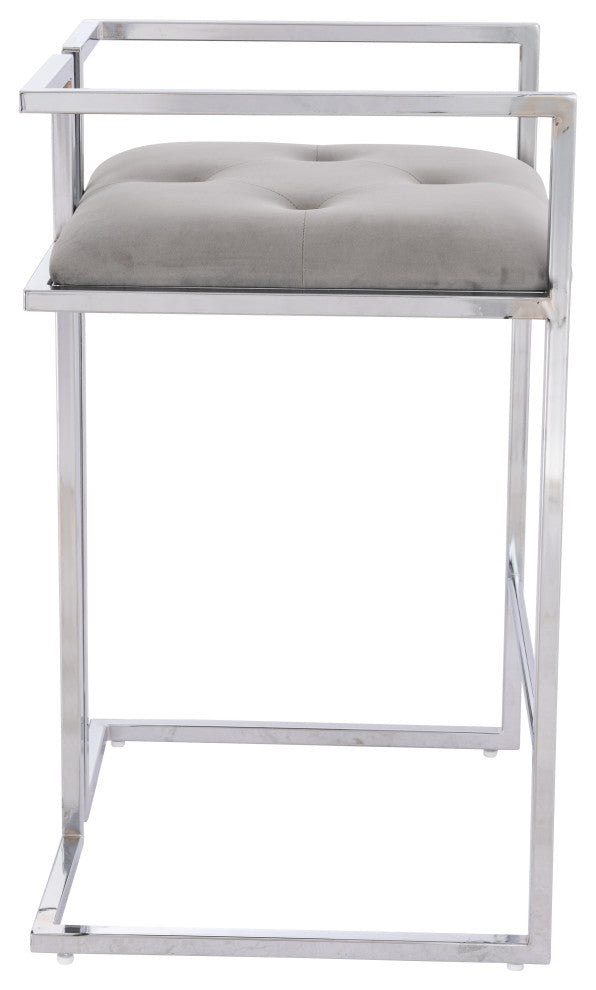 Coralie Silver Satin Kitchen Counter Stool