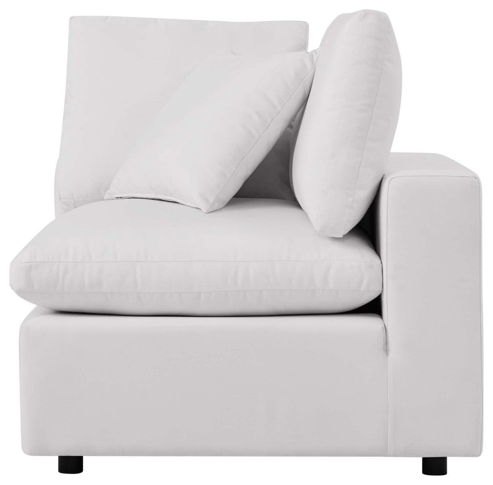 Modular Lounge Loveseat Deep Sofa, White, Modern, Outdoor Patio Hospitality