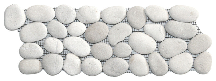 White pebble tile border "“ natural river stone, eco-friendly