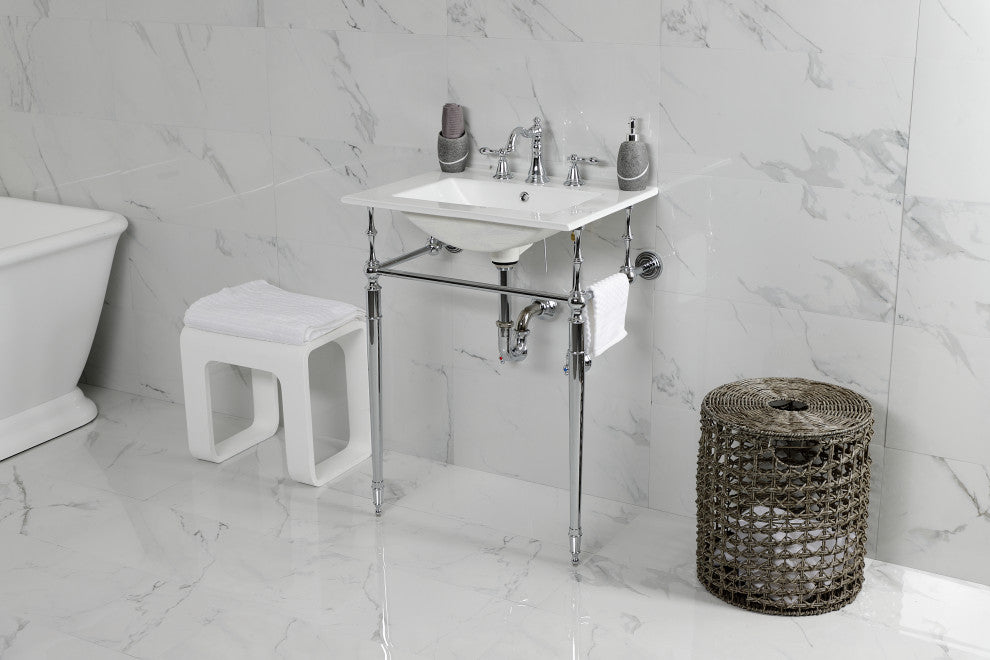 Fauceture KVPB24187W8CP 24" Console Sink, Legs, 8", 3 Hole