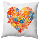 Flowery Heart Decorative Throw Pillow, Orange, 20"x20"