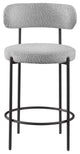 Beacon Upholstered Stool, Set of 2, Grey, Matte Black Finish, Boucle Fabric