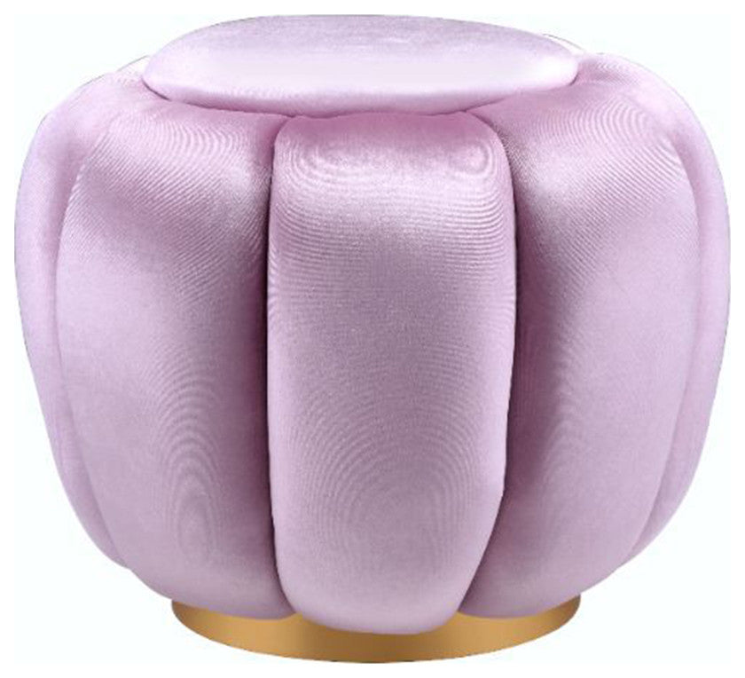 Round Ottoman With Gold Legs, Pink