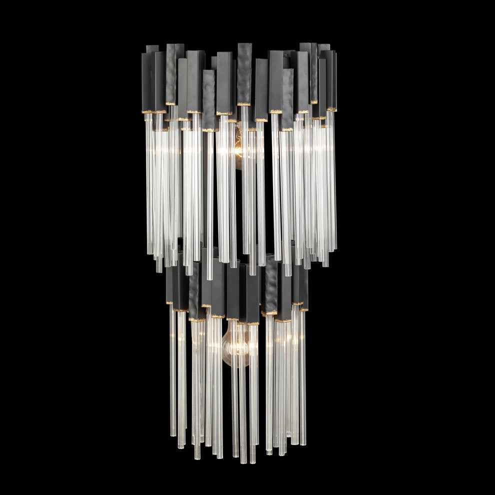 Matrix 2-Lt 2-Tier  Sconce - Matte Black/French Gold