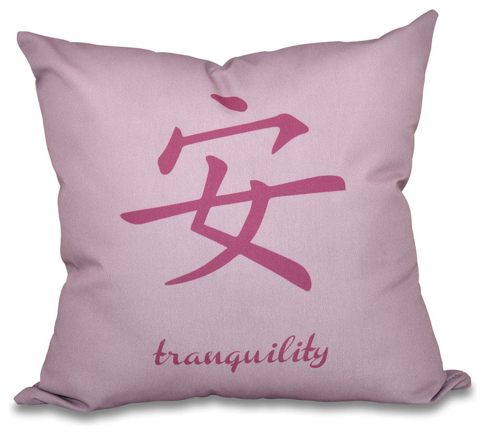 16"x16" Tranquility, Word Print Pillow, Lavender