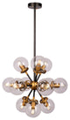 Large Black and Gold Globe Sputnik Chandelier, 12-Light Modern Farmhouse, Linea