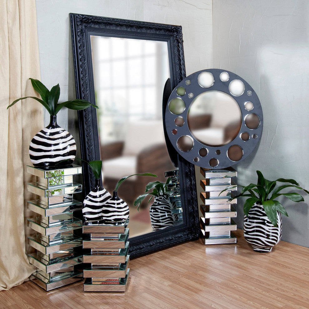 Howard Elliott Stepped Mirror On Mirror Stepped Pedestal, Tall