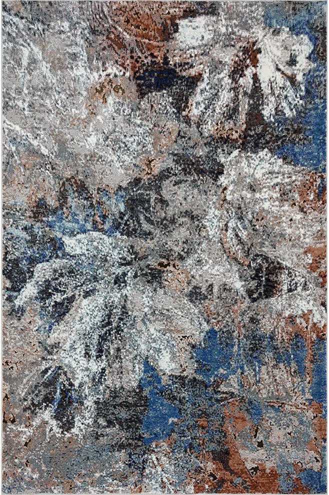 5" x 8" Gray Abstract Foliage Area Rug