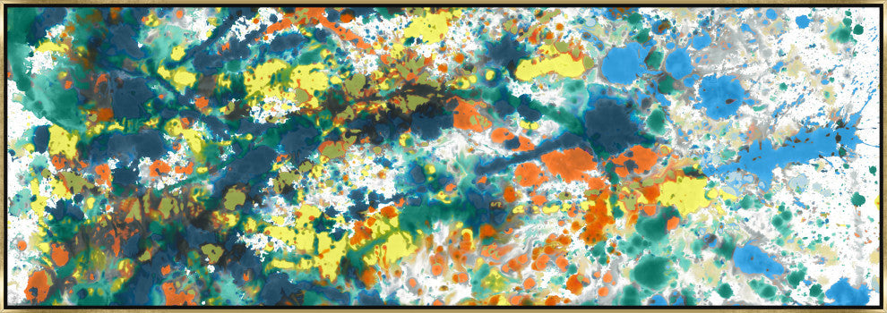 70x24 Smile Again II, Framed Artwork, Gold