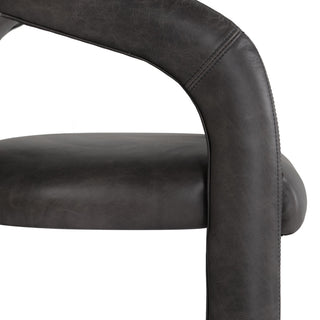 Kosas Home Archie 26" Distressed Leather Counter Stool, Charcoal