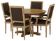 Joretta French Country Fabric Upholstered Wood 5-Piece Circular Dining Set, Natural/Brown
