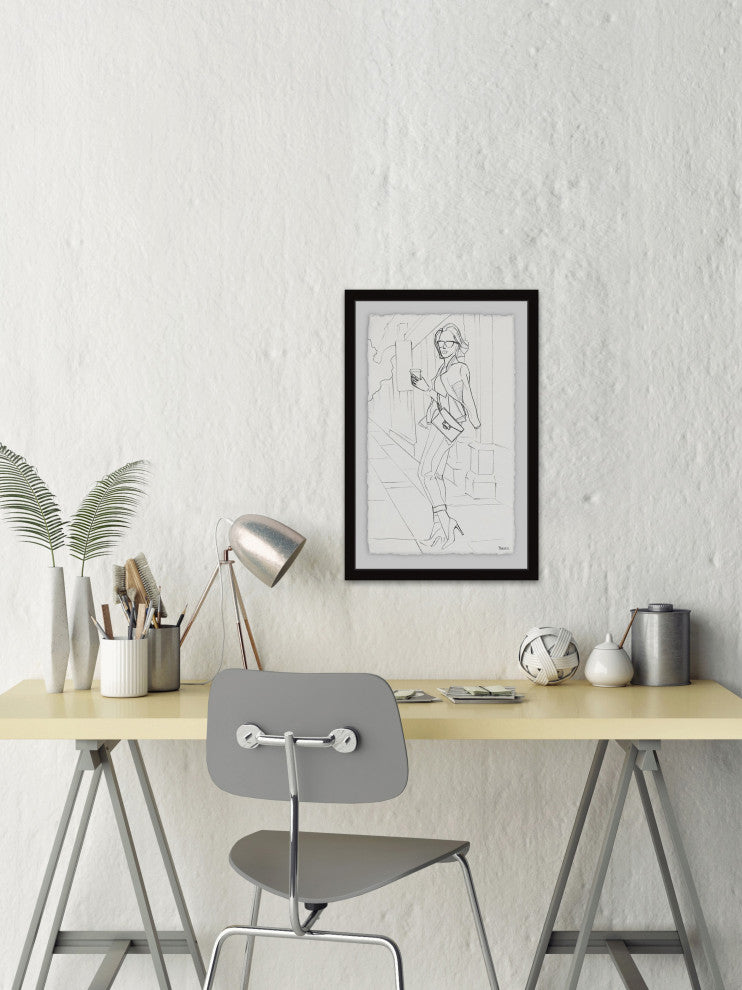 "Coffee Break Fashion" Framed Painting Print, 30"x45"