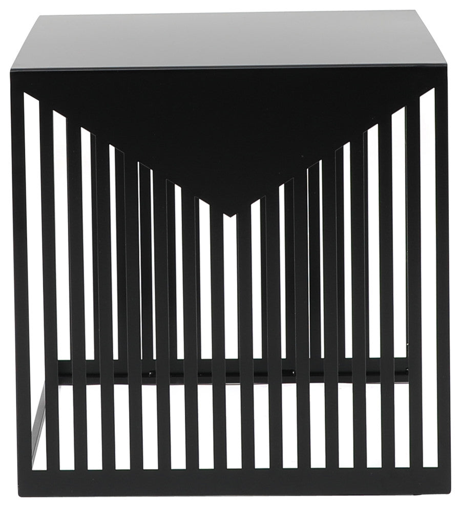 LeisureMod Cisco Modern Square Steel Side Table, Black
