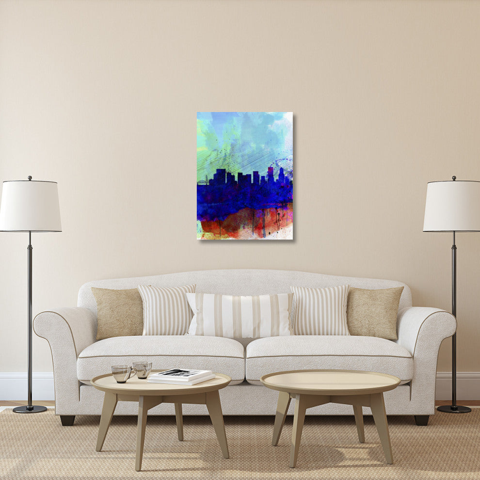 "Portland Watercolor Skyline" Fine Art Print