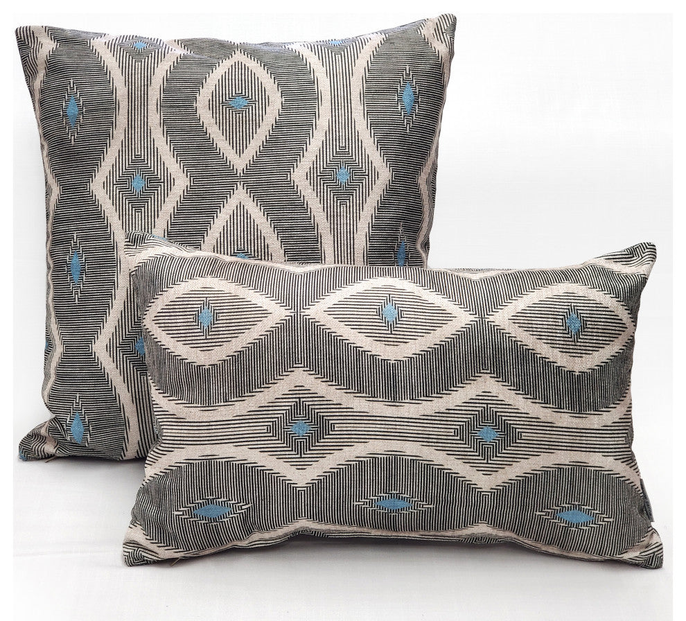 Desmond Blue Diamond Pillow 12x20, with Polyfill Insert