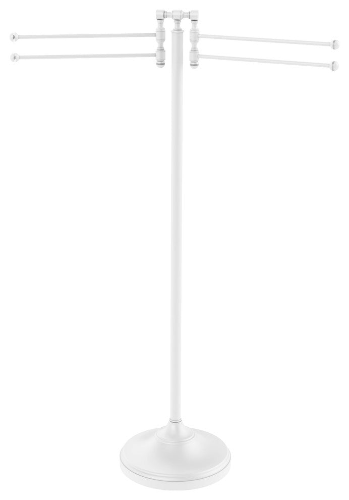 Towel Stand with 4 Pivoting Swing Arms, Matte White