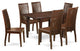 7Pc Rectangular Kitchen Table Featuring 12" Leaf, Six Wood Chairs In Mahogany