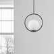 Modern Pendant With White Glass, Matte Black