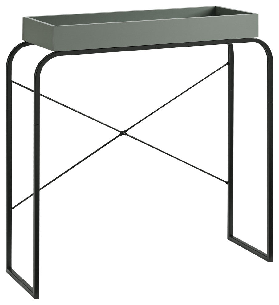 Yazzy 33.25" Rectangle Wood Console Table With Raised Edges, Sage Green