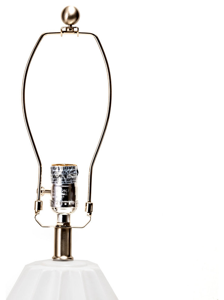 Nuloom 24" Cressida Ribbed Ceramic Linen Shade White, On-Off Switch Table Lamp