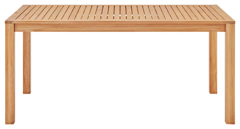 Lounge Dining Table, Rectangular, Wood, Brown Natural, Modern, Outdoor Patio