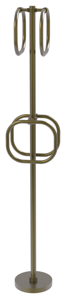 Towel Stand with 4 Integrated Towel Rings, Antique Brass