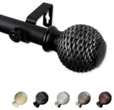 Wicker 1" Curtain Rod, Black, 160-240"