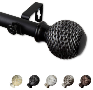 Wicker 1" Curtain Rod, Black, 160-240"