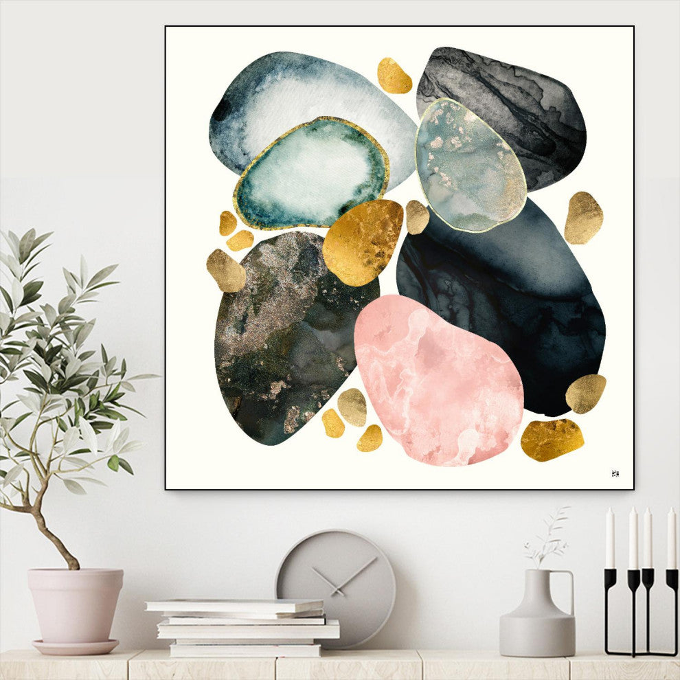"Pebble Abstract" Framed Canvas by Giant Art 20"x20"
