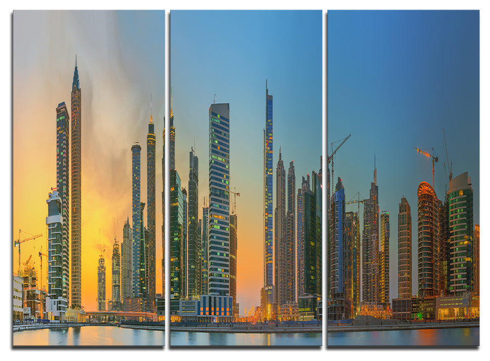 "Business Bay and Downtown Dubai" Canvas Print, 3 Panels, 36"x28"