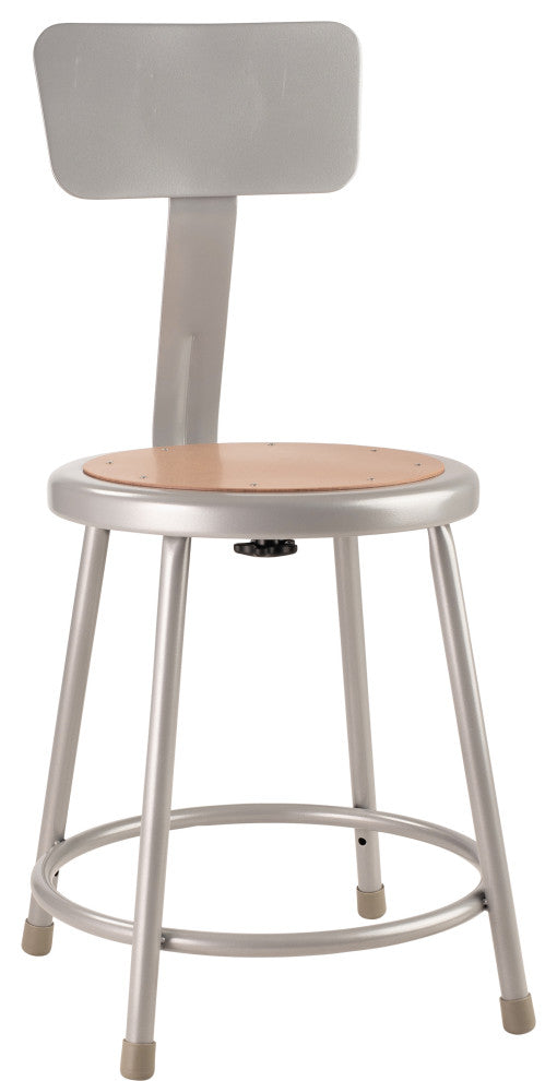 NPS 18"Heavy Duty Steel Stool With Backrest, Grey