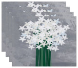 Paperwhites, Floral Print Placemat, Gray (Set of 4), 18 x 14"