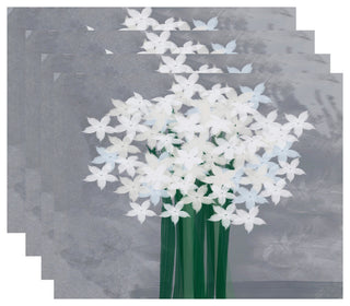Paperwhites, Floral Print Placemat, Gray (Set of 4), 18 x 14"