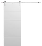 Barn Door 18 x 96, Planum 0770 Painted White, Silver 6.6' Rail
