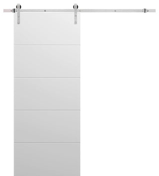 Barn Door 18 x 96, Planum 0770 Painted White, Silver 6.6' Rail