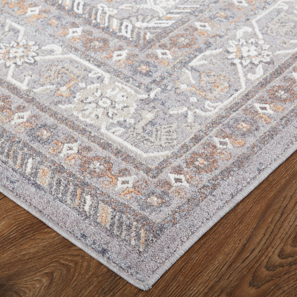 Weave & Wander Edwardo Rug, Gray/Orange, 6'-7" X 9'-4" Rug