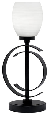 1-Light Table Lamp, Matte Black Finish, 5" White Linen Glass