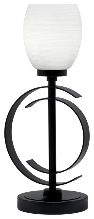 1-Light Table Lamp, Matte Black Finish, 5" White Linen Glass